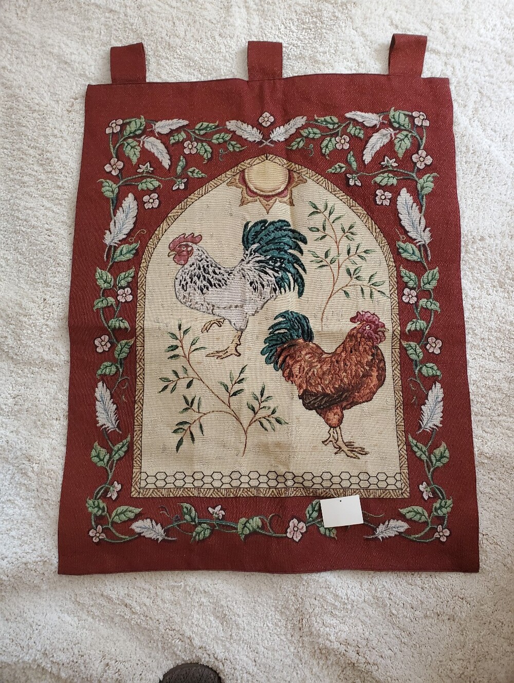 NEW Rust Red Rooster Tapestry Wall Hanging